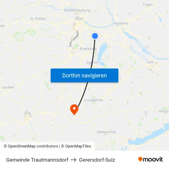 Gemeinde Trautmannsdorf to Gerersdorf-Sulz map