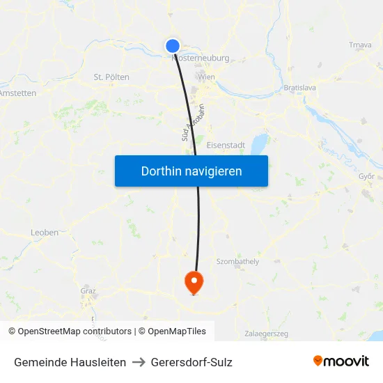 Gemeinde Hausleiten to Gerersdorf-Sulz map