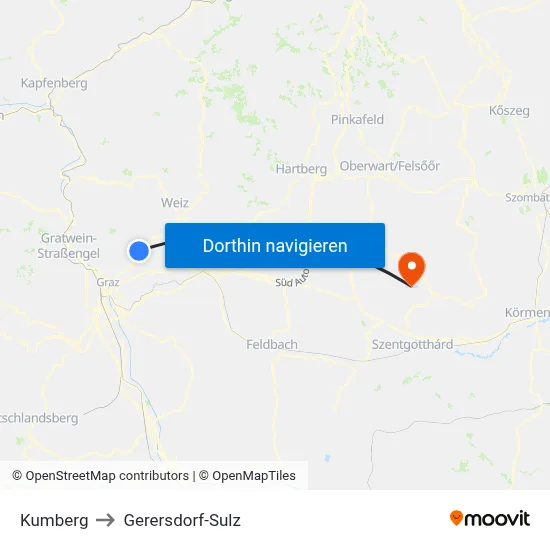 Kumberg to Gerersdorf-Sulz map