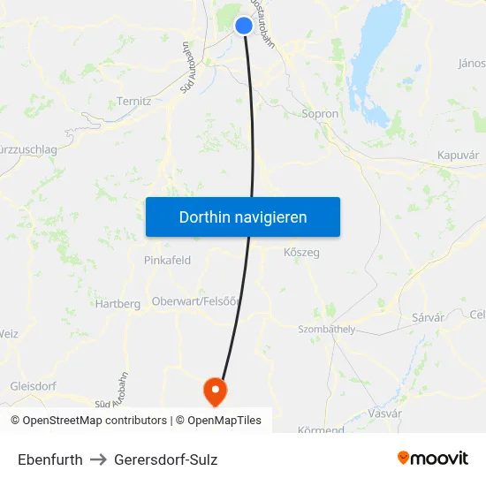 Ebenfurth to Gerersdorf-Sulz map