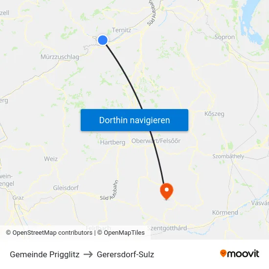 Gemeinde Prigglitz to Gerersdorf-Sulz map
