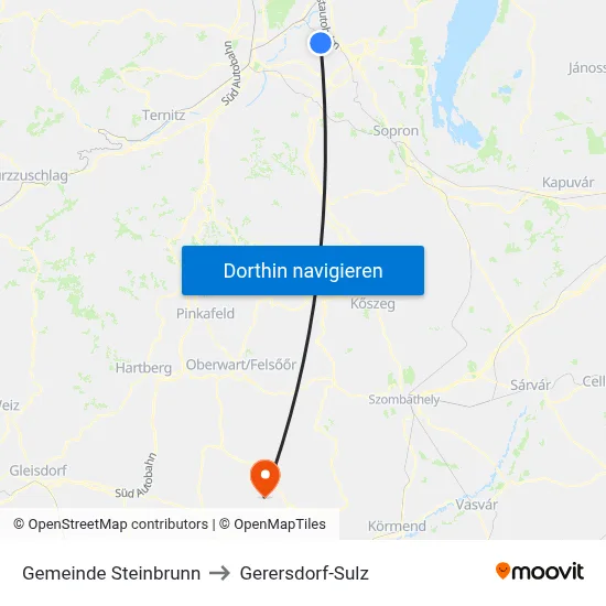 Gemeinde Steinbrunn to Gerersdorf-Sulz map