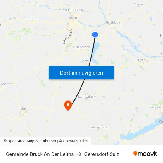 Gemeinde Bruck An Der Leitha to Gerersdorf-Sulz map