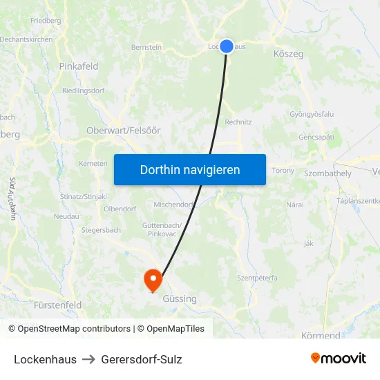 Lockenhaus to Gerersdorf-Sulz map