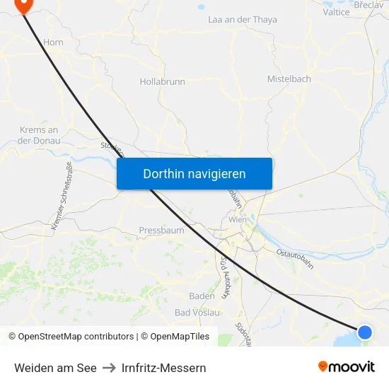 Weiden am See to Irnfritz-Messern map