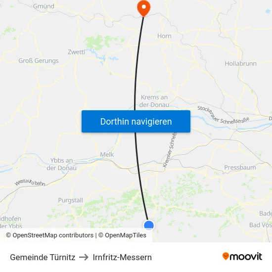 Gemeinde Türnitz to Irnfritz-Messern map