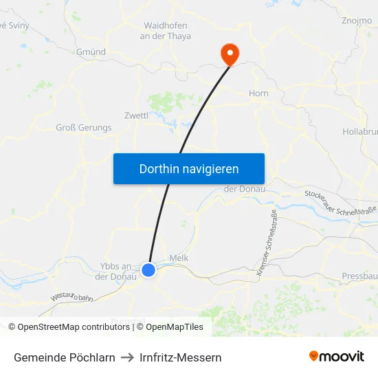 Gemeinde Pöchlarn to Irnfritz-Messern map