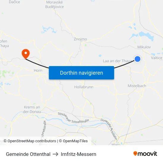 Gemeinde Ottenthal to Irnfritz-Messern map