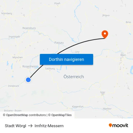 Stadt Wörgl to Irnfritz-Messern map