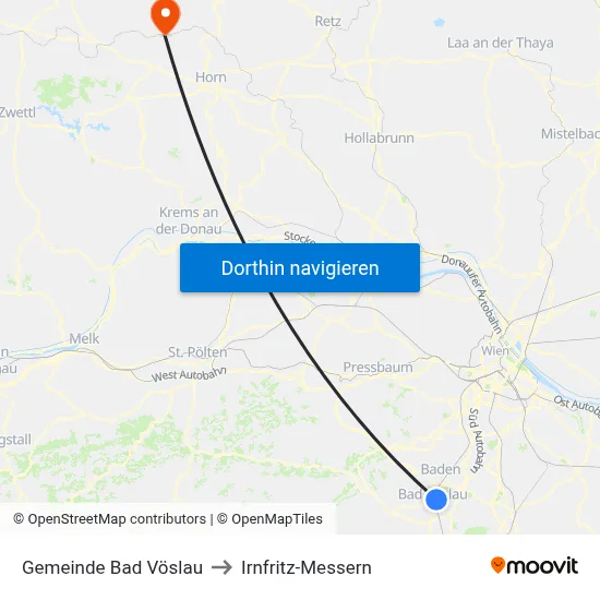 Gemeinde Bad Vöslau to Irnfritz-Messern map