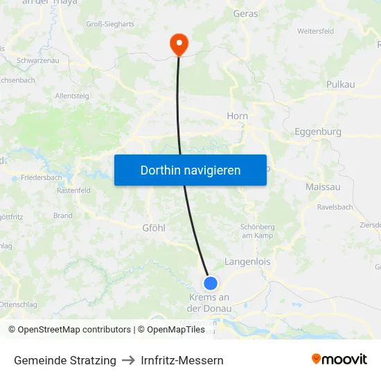 Gemeinde Stratzing to Irnfritz-Messern map