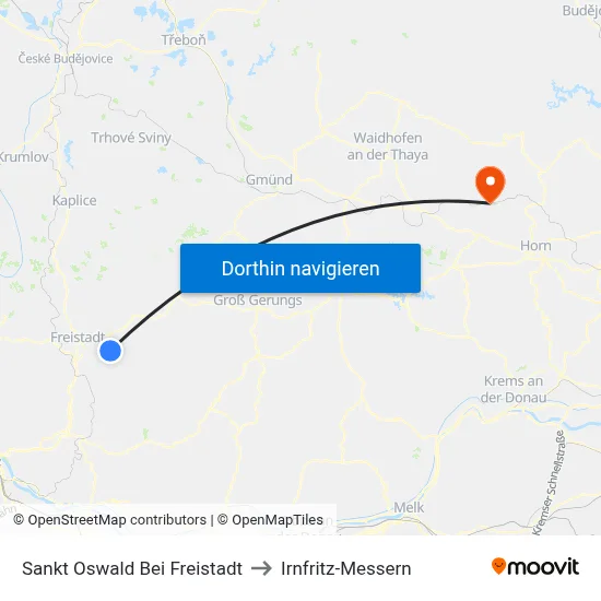 Sankt Oswald Bei Freistadt to Irnfritz-Messern map