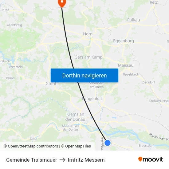 Gemeinde Traismauer to Irnfritz-Messern map