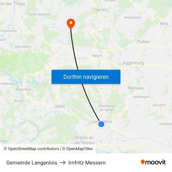 Gemeinde Langenlois to Irnfritz-Messern map