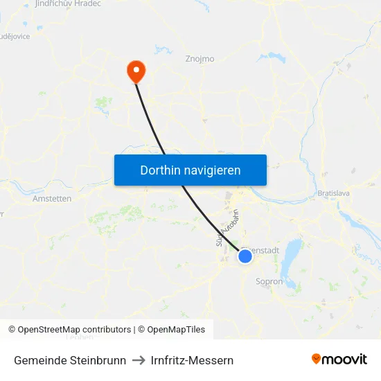 Gemeinde Steinbrunn to Irnfritz-Messern map