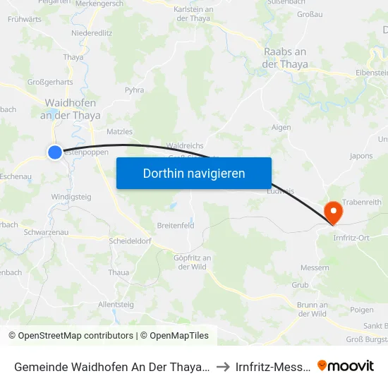 Gemeinde Waidhofen An Der Thaya-Land to Irnfritz-Messern map