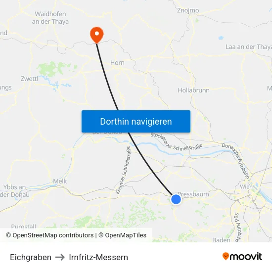Eichgraben to Irnfritz-Messern map