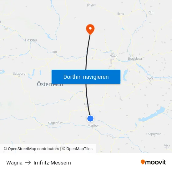 Wagna to Irnfritz-Messern map
