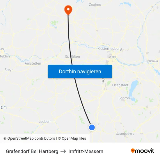 Grafendorf Bei Hartberg to Irnfritz-Messern map