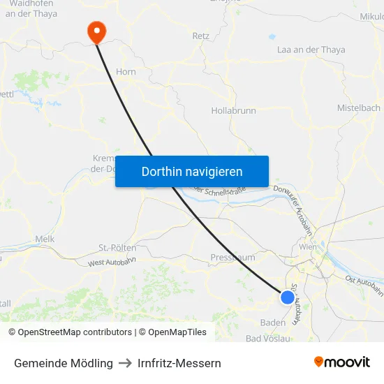 Gemeinde Mödling to Irnfritz-Messern map