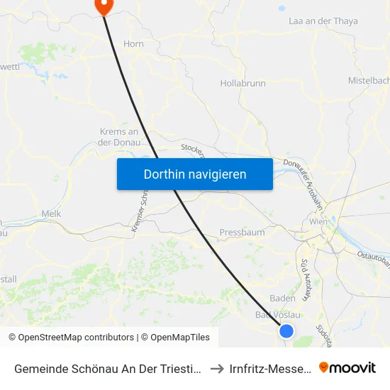 Gemeinde Schönau An Der Triesting to Irnfritz-Messern map