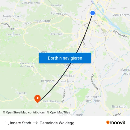 1., Innere Stadt to Gemeinde Waldegg map