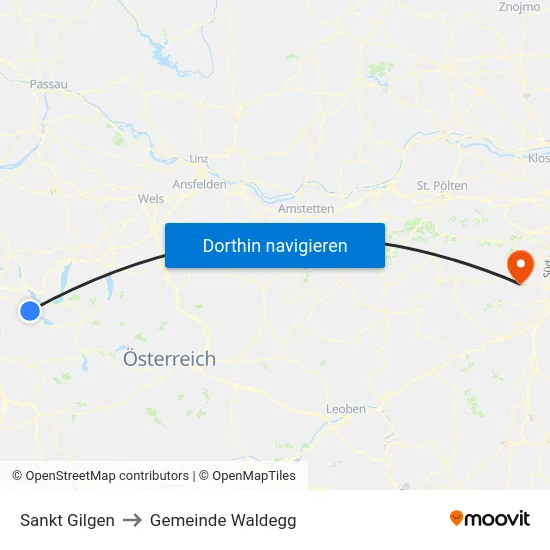 Sankt Gilgen to Gemeinde Waldegg map