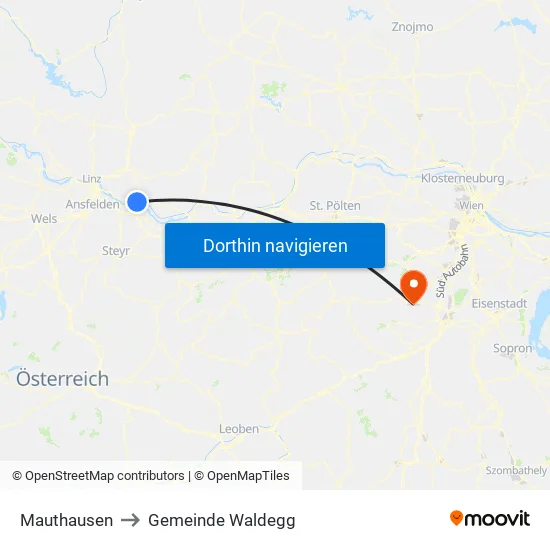 Mauthausen to Gemeinde Waldegg map