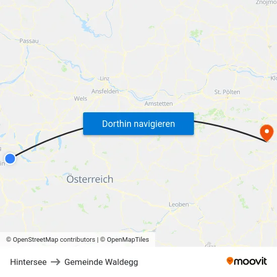 Hintersee to Gemeinde Waldegg map