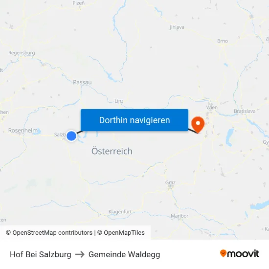 Hof Bei Salzburg to Gemeinde Waldegg map