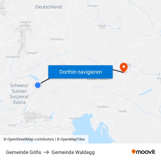 Gemeinde Göfis to Gemeinde Waldegg map