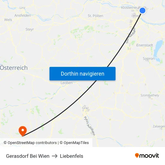 Gerasdorf Bei Wien to Liebenfels map