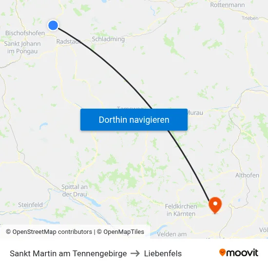 Sankt Martin am Tennengebirge to Liebenfels map