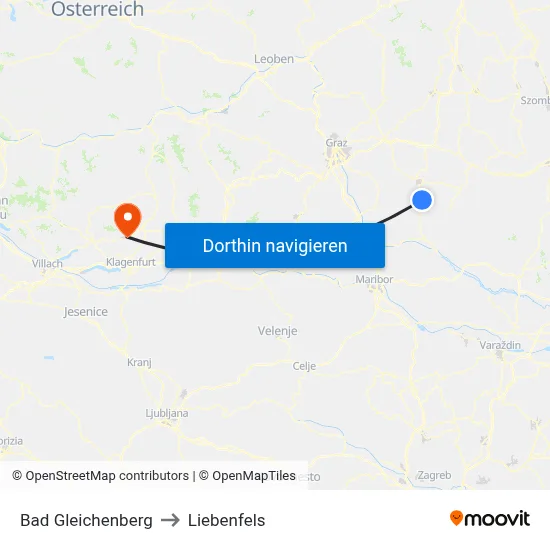 Bad Gleichenberg to Liebenfels map