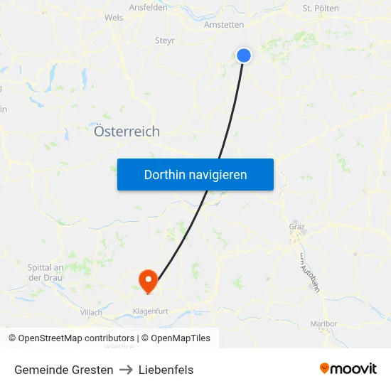 Gemeinde Gresten to Liebenfels map