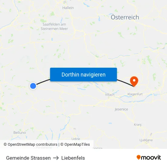 Gemeinde Strassen to Liebenfels map