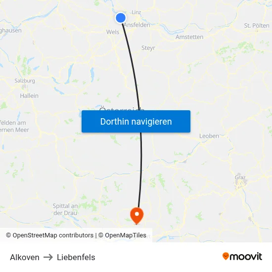 Alkoven to Liebenfels map