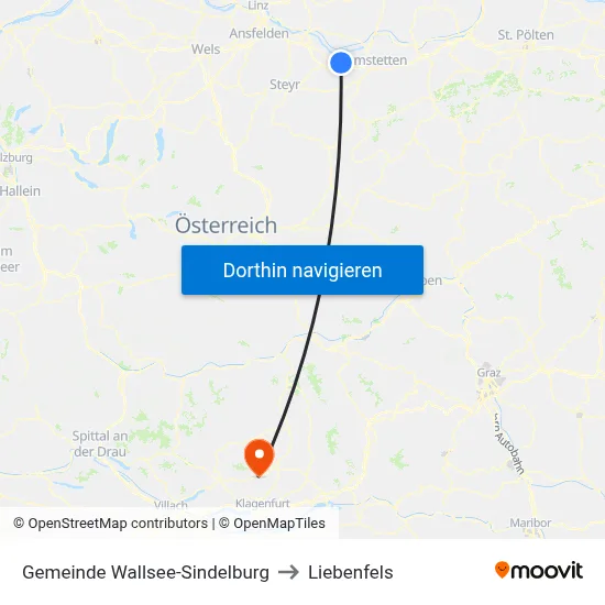 Gemeinde Wallsee-Sindelburg to Liebenfels map