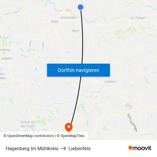 Hagenberg Im Mühlkreis to Liebenfels map