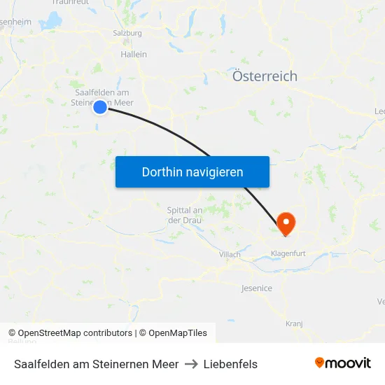 Saalfelden am Steinernen Meer to Liebenfels map