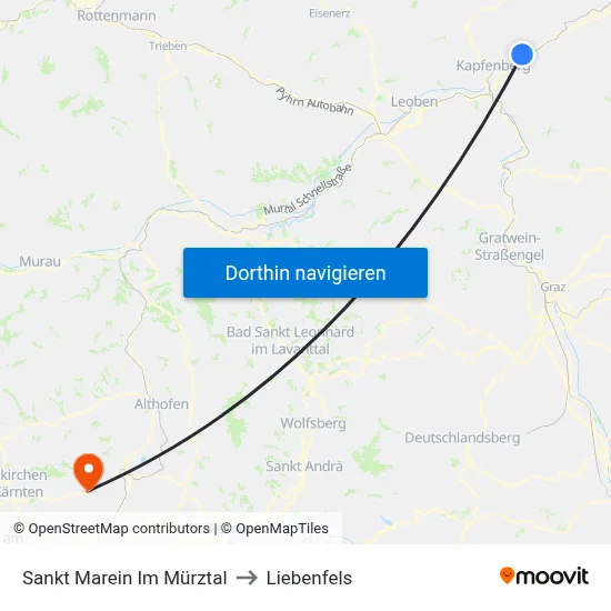 Sankt Marein Im Mürztal to Liebenfels map
