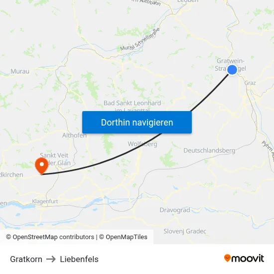 Gratkorn to Liebenfels map