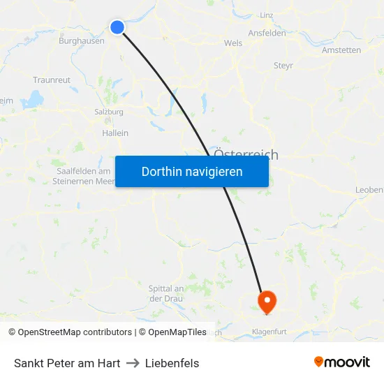 Sankt Peter am Hart to Liebenfels map