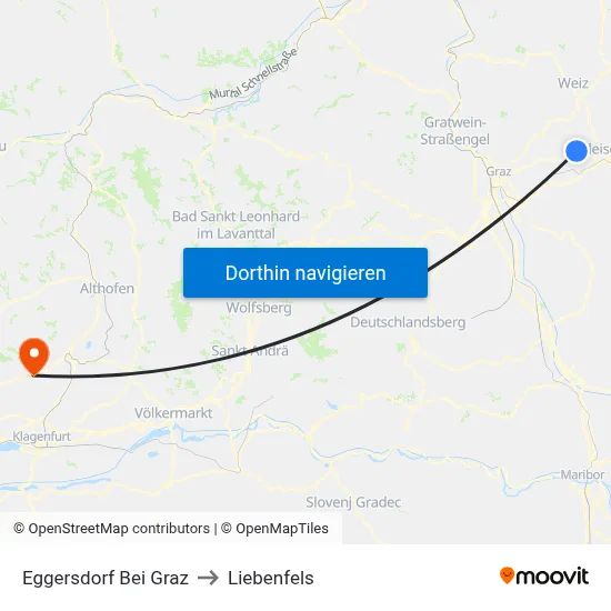 Eggersdorf Bei Graz to Liebenfels map