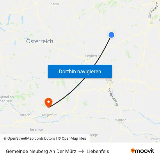 Gemeinde Neuberg An Der Mürz to Liebenfels map