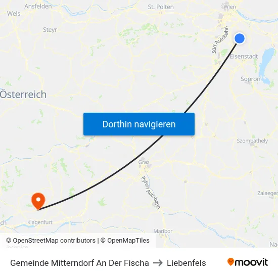 Gemeinde Mitterndorf An Der Fischa to Liebenfels map