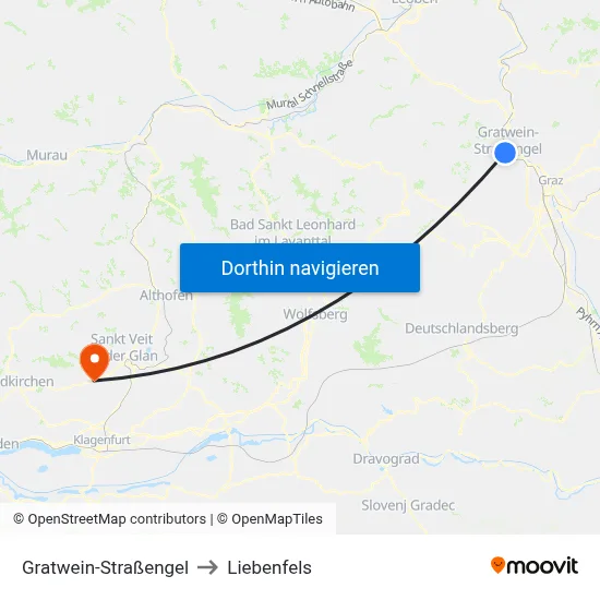 Gratwein-Straßengel to Liebenfels map
