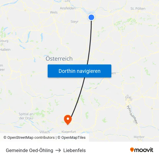 Gemeinde Oed-Öhling to Liebenfels map