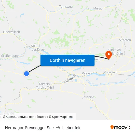 Hermagor-Pressegger See to Liebenfels map
