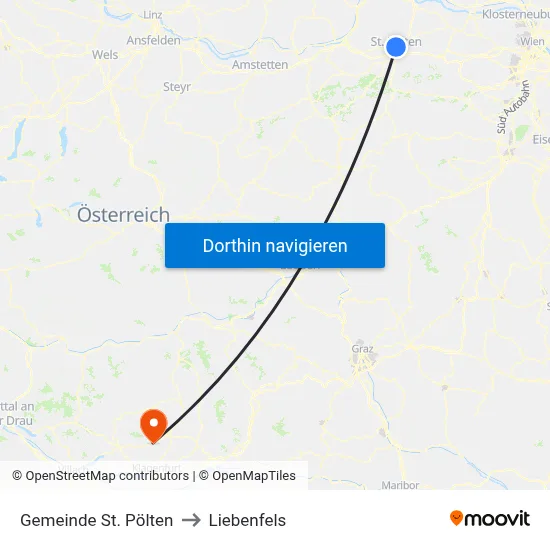 Gemeinde St. Pölten to Liebenfels map